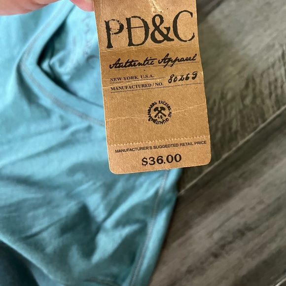 PD & C Authentic Apparel Summer Slate Teal Green Men’s V-Neck T-Shirt - Picture 6 of 8